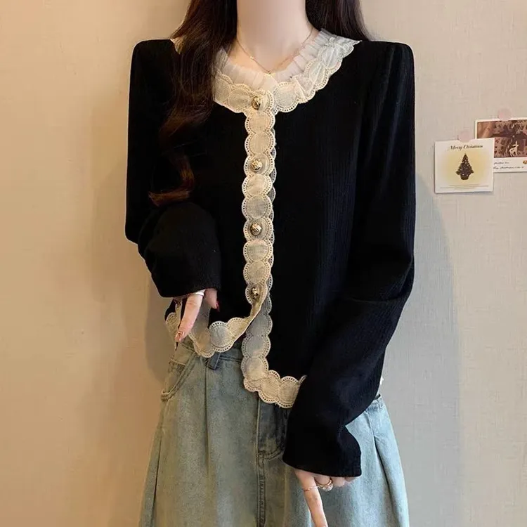甜美可爱风格衣服新款宽松遮肉小香风开衫长袖百搭中年女性春夏蕾