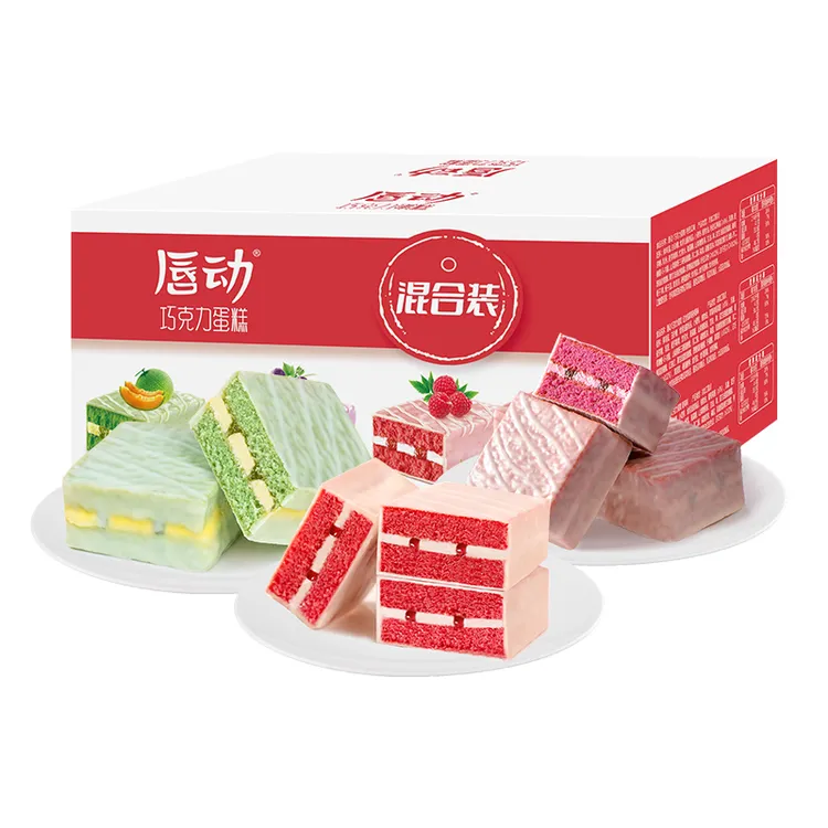唇动经典樱花蜜桃红丝绒葡萄哈密瓜口味香浓早餐零食整箱装