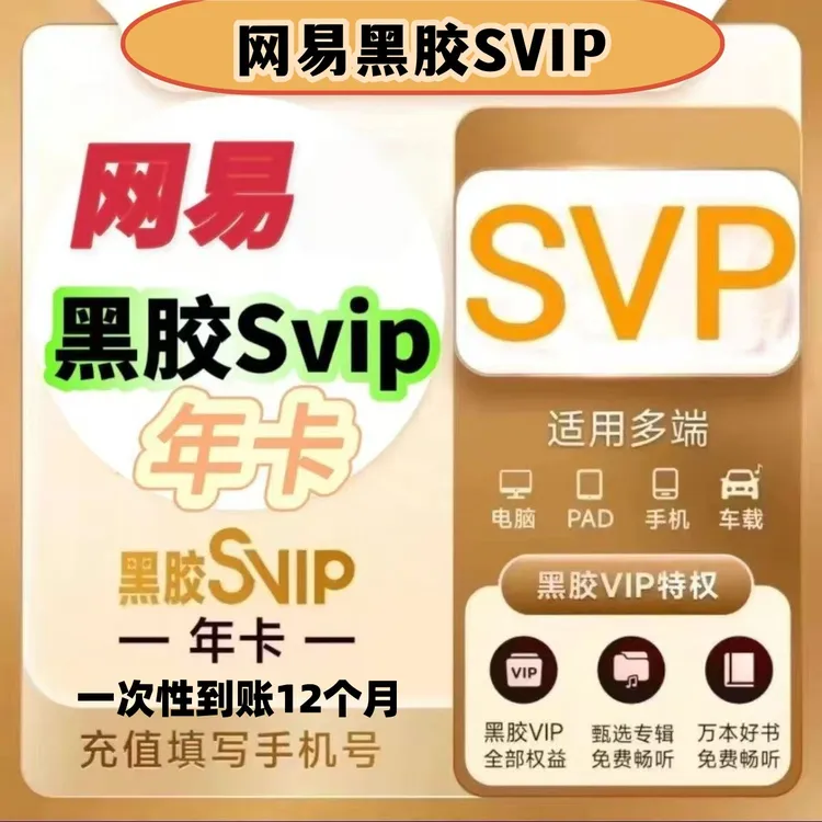【SVIP年卡】网易音乐黑胶会员SVIP年卡-支持车机-无需核销坐等到账