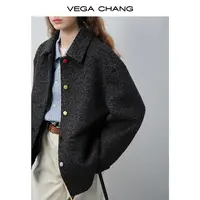 VEGACHANG【暖绒趣扣】翻领外套女2025新款秋季彩色纽呢上衣0338XT