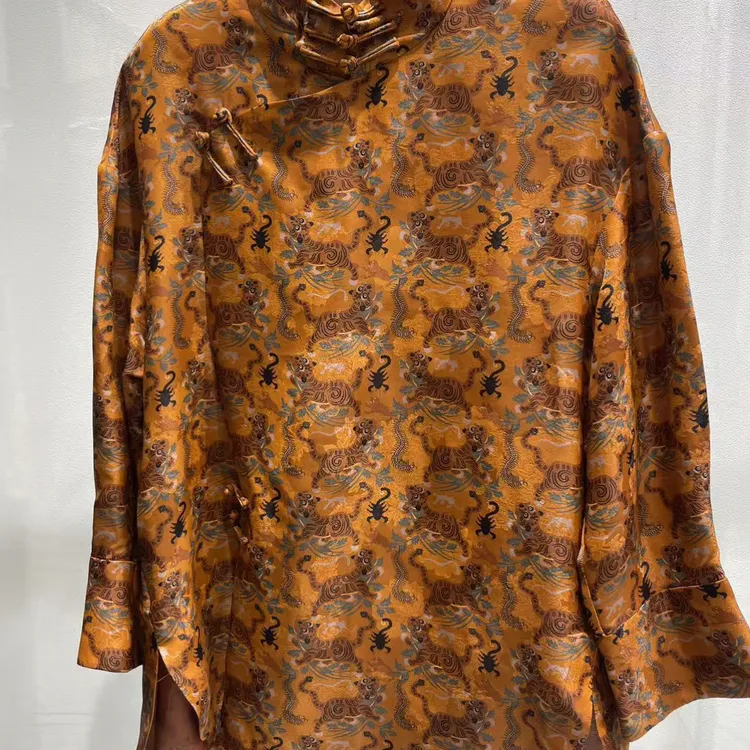 【古梵孜】新中式虎毒五镇桑蚕丝真丝香云纱长袖上衣外套