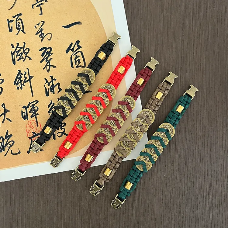 黄铜手链 真言五帝编织手链本命年道系青年美好寓意饰品情侣道具