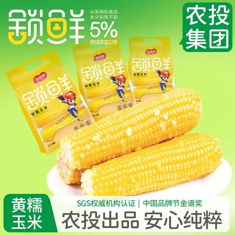 【田本部】25年粗粮轻食黄糯玉米棒东北黏苞米主食早餐食材8*320克
