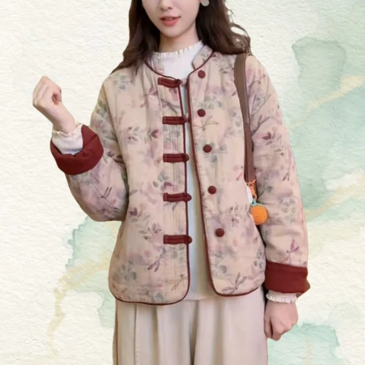 秋冬季新款设计感盘扣棉衣短外套新中式复古国风双面穿显瘦棉服女