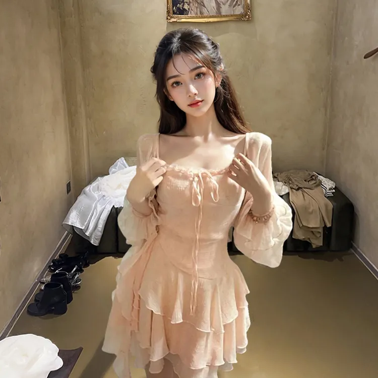 【樱岛恋序】设计感新款温柔甜美小个子小众连衣裙开衫温柔套装