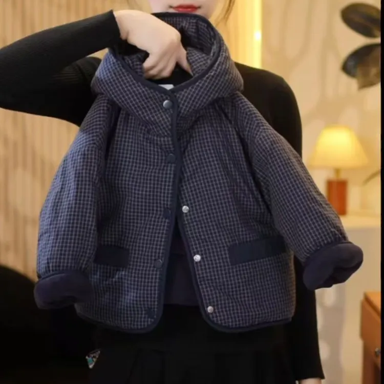 儿童2025冬季新款男女宝时尚洋气休闲保暖加绒加厚连帽棉服外套棉