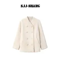 SJJ-SHANG【冬恋】秋冬气质简约羊毛革皮毛一体外套q135859p