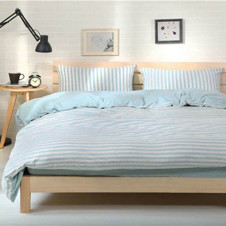 床品天竺棉针织色纺纱四件套裸睡A类良品棉无印风