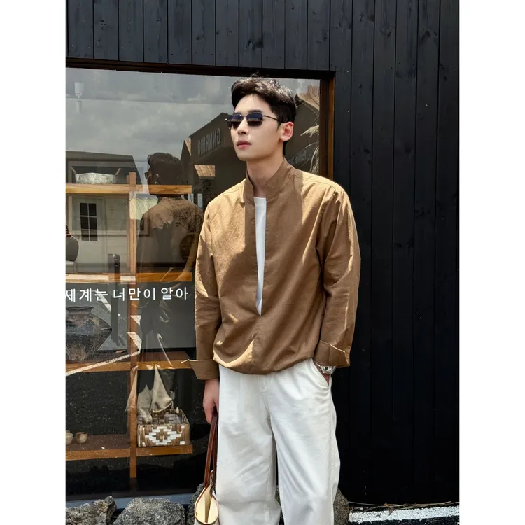 25A/W 『层次叠穿新主张』秋季限量高支数亚麻混纺假两件设计感衬衫