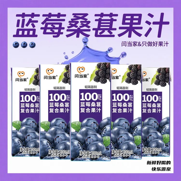 【新品来袭】蓝莓桑葚饮料果汁熬夜饮料补充能量高颜值整箱批发包邮
