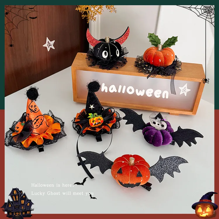 可爱搞怪蝙蝠发夹女侧边刘海夹万圣装扮表演发饰一字夹魔法帽头饰