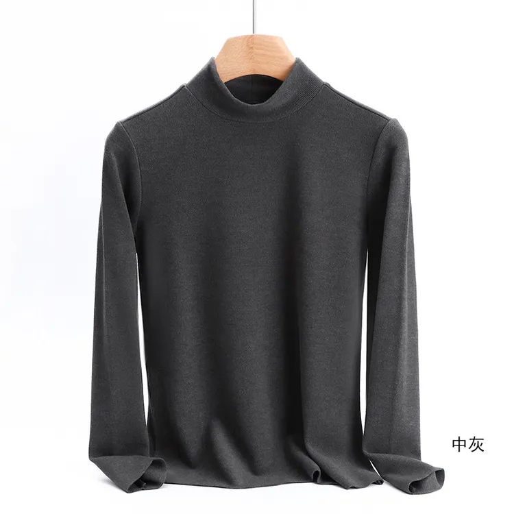 秋冬新品半高领德绒双磨毛打底衫女士发热保暖百搭20102
