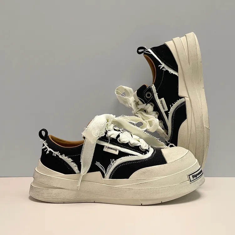 绷带帆布鞋男女情侣休闲大头鞋厚底增高百搭板鞋潮流小众情侣鞋