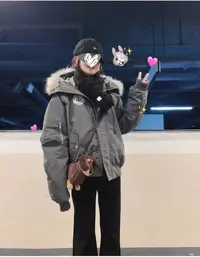 冬季工装派克服大毛领情侣加厚棉袄棉衣外套