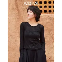 W.Diva【哥特诗篇】黑色羊毛提花长袖纯欲慵懒风女装小众53Z182435