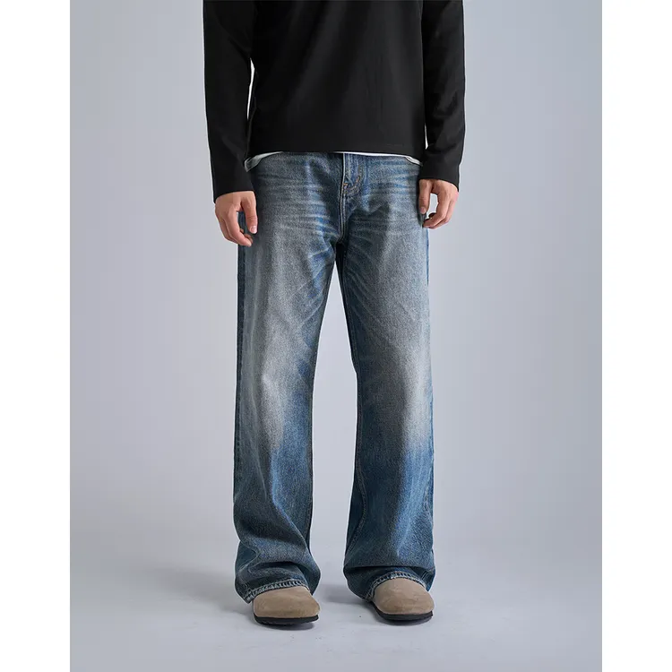 DOKIE【32074】秋冬新款15盎司004微喇版型水洗直筒版型牛仔裤