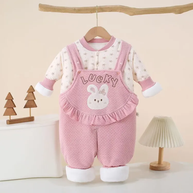 【幸运公主200克】千金风女童婴幼儿棉服背带裤两件套棉服套装