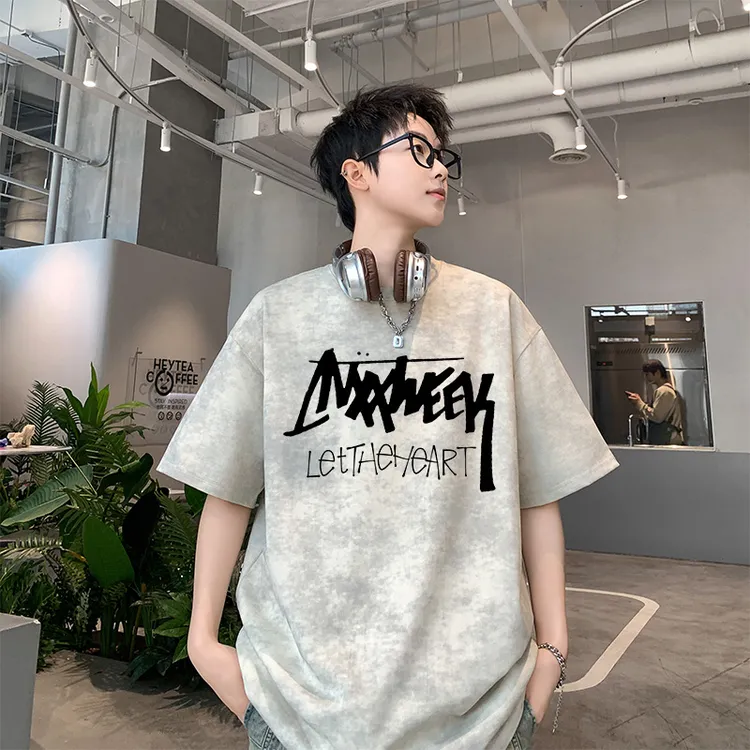 短袖T恤男款爆款2025新款潮牌t恤夏季宽松半袖圆领情侣流光风衣服