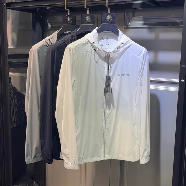 连帽男士速干户外运动男装夏季薄款防晒衣冰凉丝滑防晒服