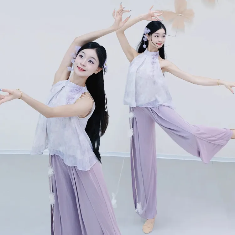 古典舞蹈2025新款日常可穿印花民族舞中国飘逸纱衣古典舞练功服