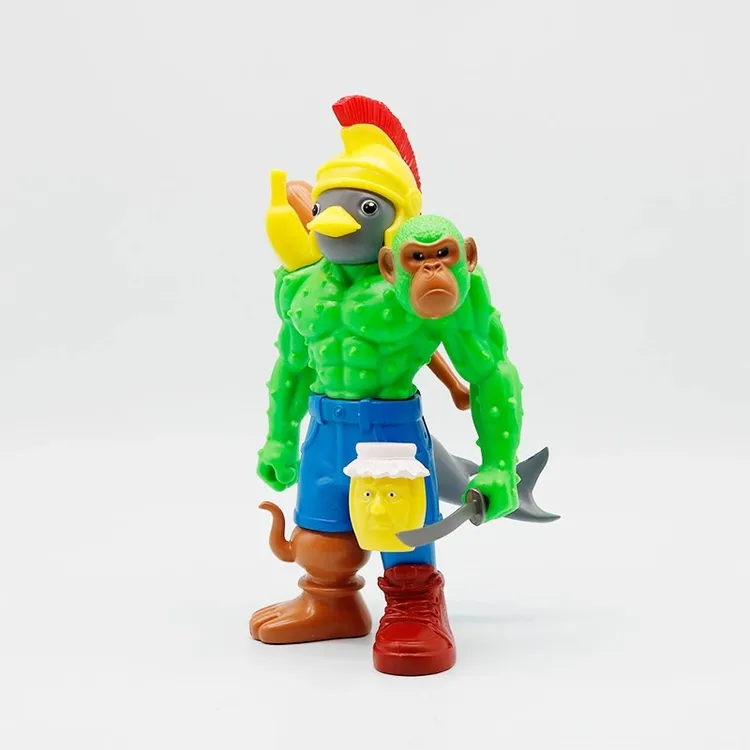 外国山海经武士鸟融合怪手办可拆卸拼装香蕉猴蜜罐人合体公仔玩具