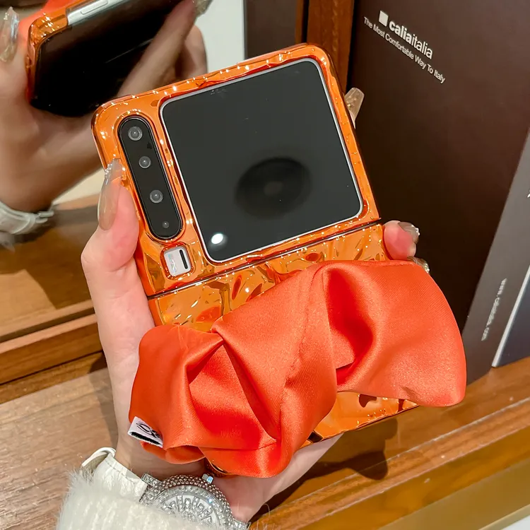 适用华为purax手机壳宝蓝色丝巾腕带女pocket2折叠小米荣耀保护套