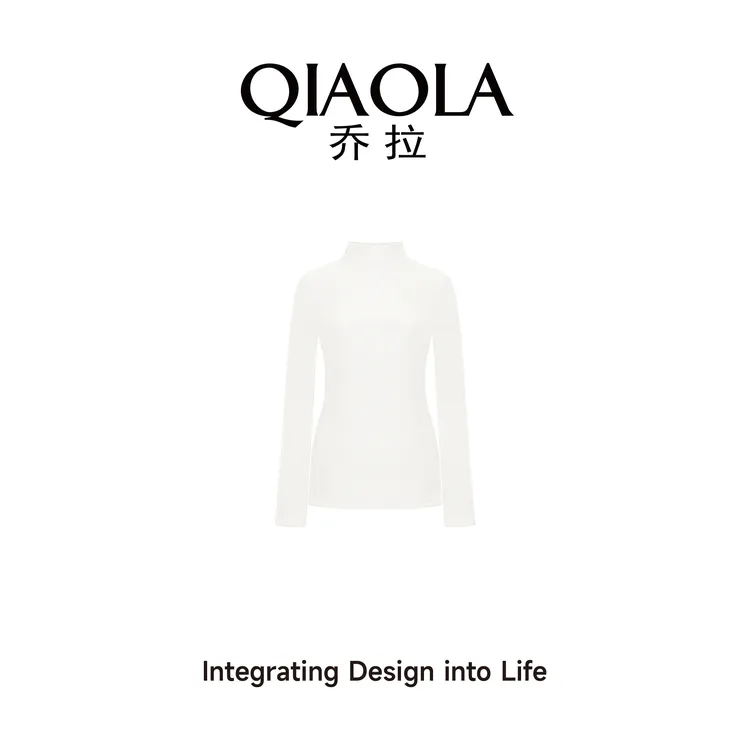 QIAOLA/乔拉【中领百搭打底衫】秋冬修身桑蚕丝加绒保暖针织衫