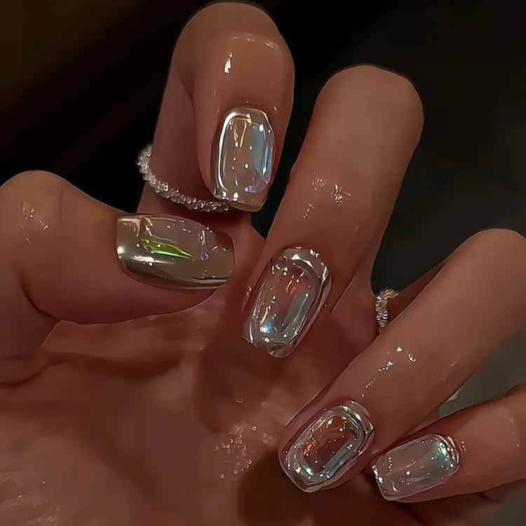 甜酷辣妹风炫彩立体冰块短款精品显白纯手工穿戴甲