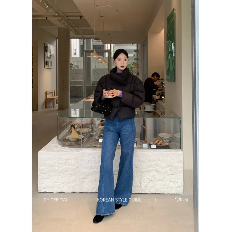 DH大花【建模腿 pants】秋冬百搭直筒高腰显瘦斜分割线牛仔裤