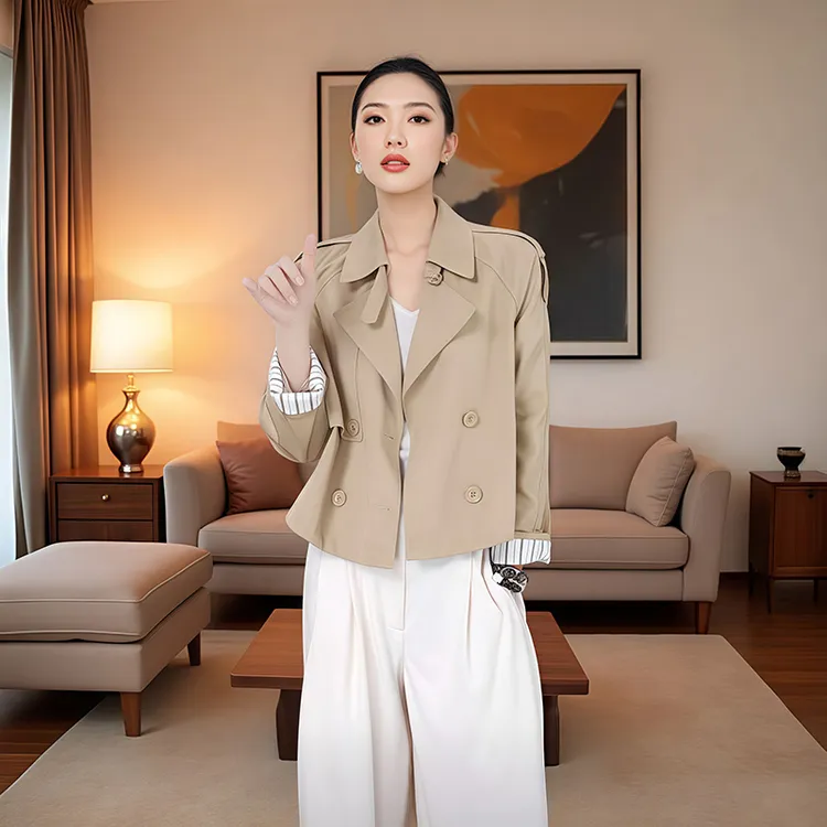 气质女春夏新款高级感设计师短款风衣外套女短英伦风上衣