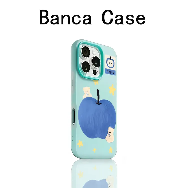 BANCA蓝色苹果小熊适用苹果17promax果冻二合一手机壳16/15/14/13