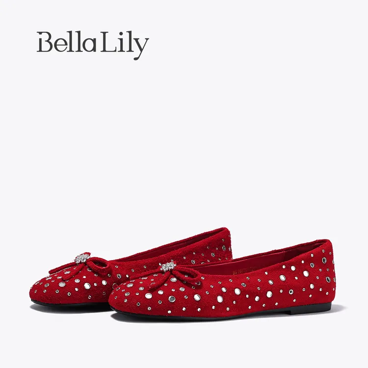 BellaLily2025秋季新款复古时尚平底单鞋女一脚蹬浅口小红鞋子