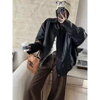 SP【皮衣少女】 羽绒皮衣外套 定制pu复古黑色皮衣外套女夹克外套