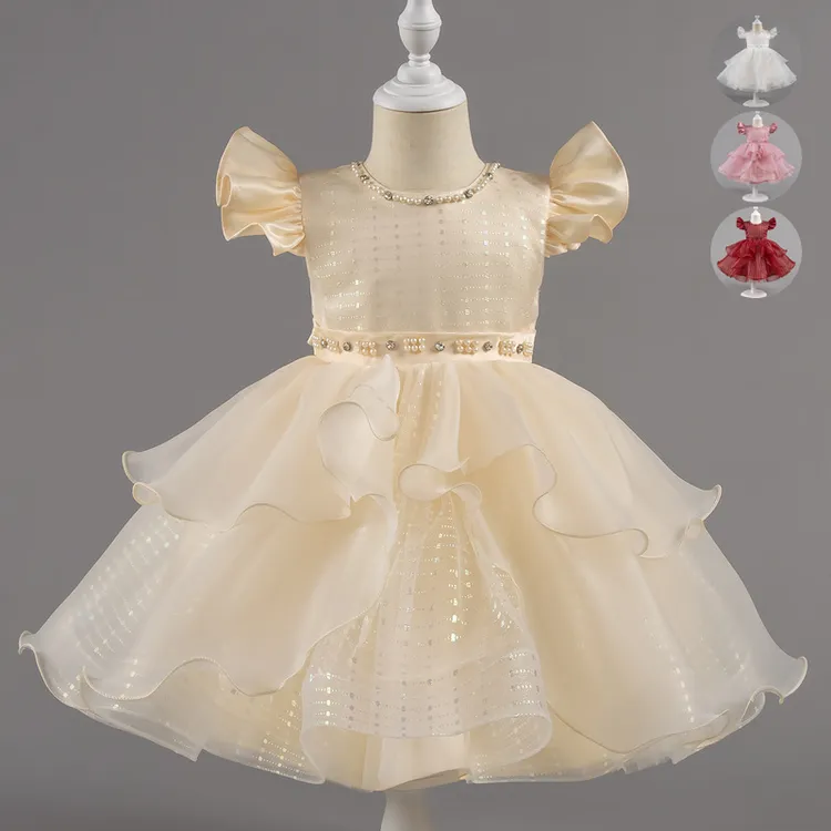 女童周岁礼服儿童小婚纱蛋糕裙蓬蓬裙公主裙生日裙子