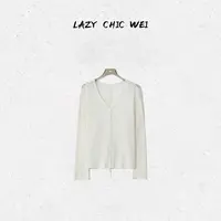 WEI 棉混纺雪花纹后背开叉绑带V领开衫 25SSW1485