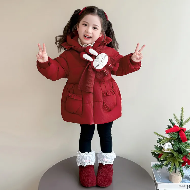 女童白鸭绒羽绒服冬装2025新款儿童时髦过年服女宝宝冬季加厚外套