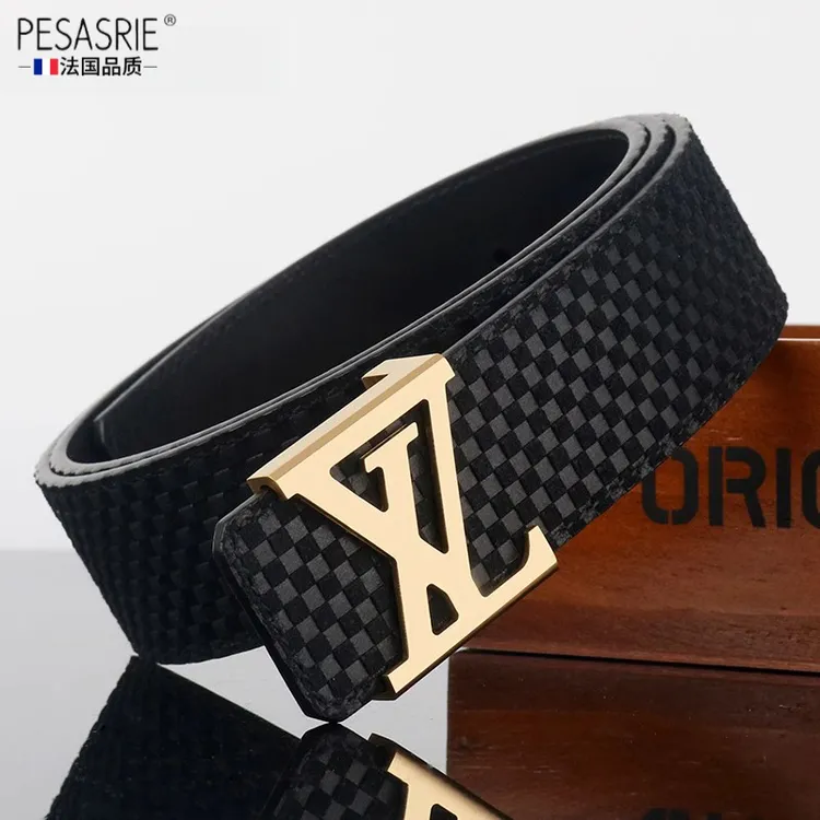 黑色新款2025皮带男士真皮奢侈品平滑扣牛皮裤腰带男送礼高档礼物