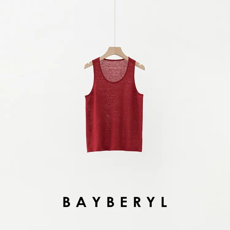 CC10-BAYBERYL老贝亚麻背心*显白U领简约夏装针织背心 ZZS4D1202
