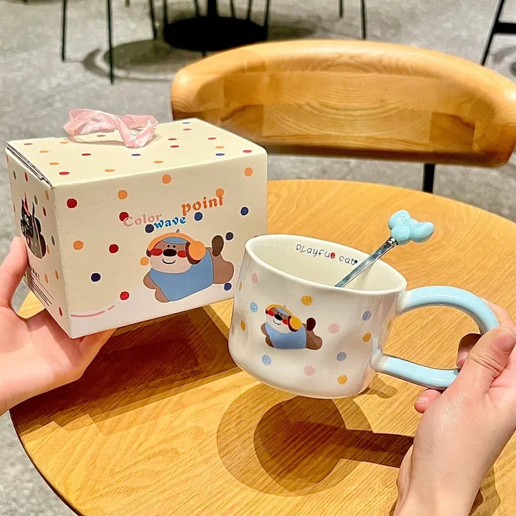 马克杯送女生可爱陶瓷杯高颜值情侣水杯家用生日礼物早餐咖啡杯G
