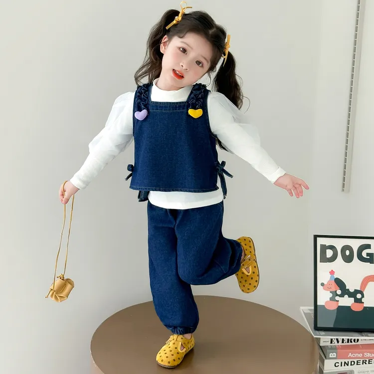 女童牛仔套装2025新款儿童春秋装韩版潮款小童女宝秋季休闲三件套