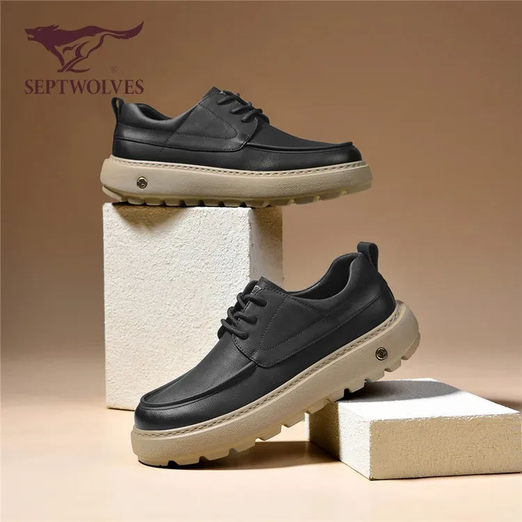 七匹狼秋季新款运动休闲鞋男鞋低帮皮鞋男软底软面复古英伦风0023