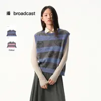 【9.19上新】【商场同款】播秋冬米奇提花宽条纹针织马甲BDS4SD3685