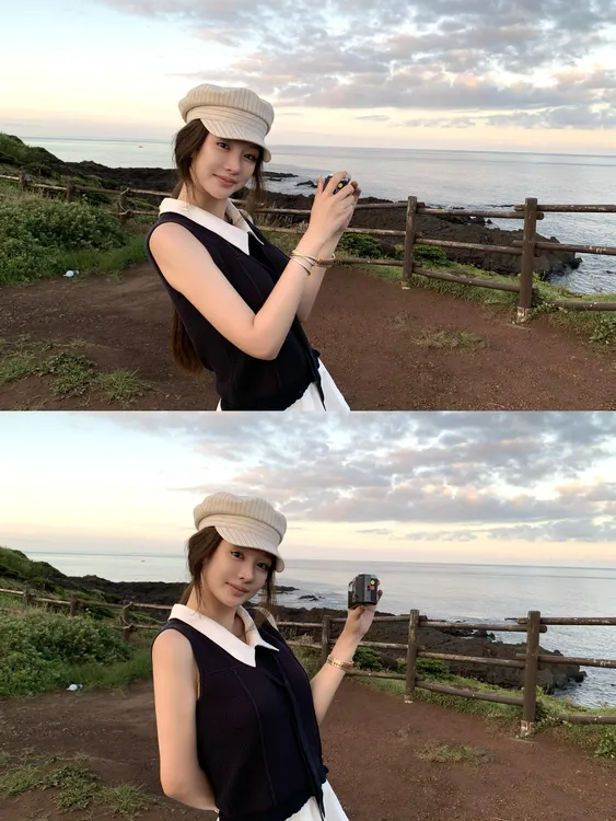 韩系甜美学院风气质高级感藏蓝显白POLO领无袖上衣/百搭半身裙