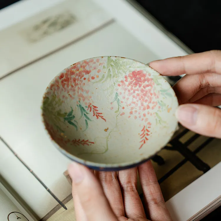 赞朴小茶杯纯手绘点金寒梅普洱杯陶瓷主人杯新中式家用品茗杯茶盏