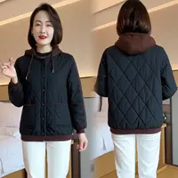 中老年女装棉衣秋冬外套妈妈棉服加厚保暖时尚洋气连帽小棉袄外套