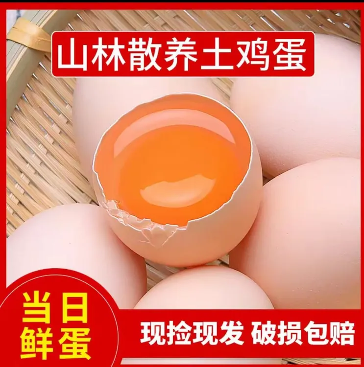 50枚散养新鲜土鸡蛋农家虫草蛋粉壳笨鸡蛋整箱批发