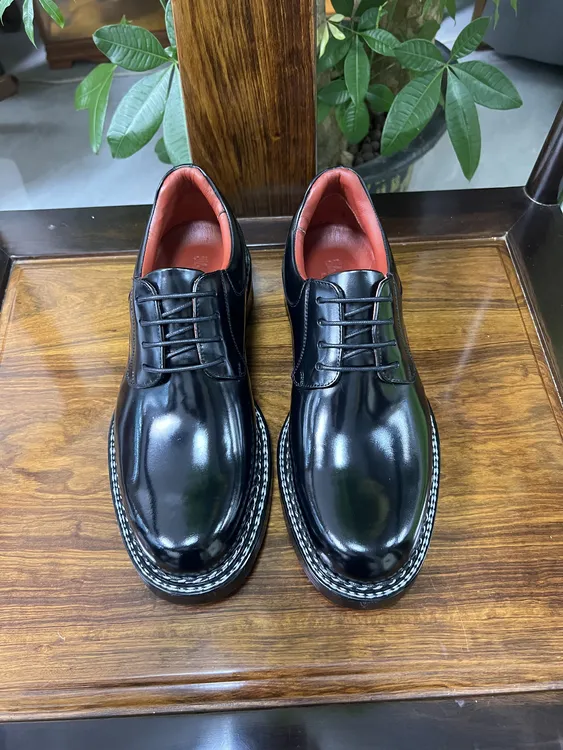 新款马臀皮手工挪威缝英伦风商务正装时尚大头休闲系带防滑男鞋