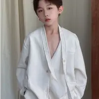 CHU YAO 【王子】秋款男童纯色V领商务极简西装25020