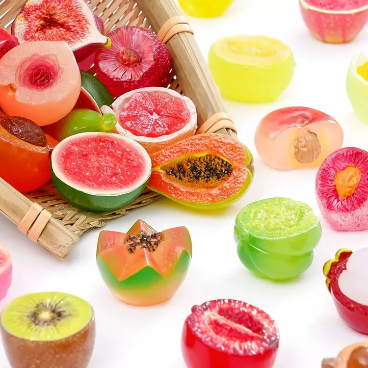 【夜光半切水果】对对碰树脂仿真夜光水果diy可爱水果创意盲袋摆件