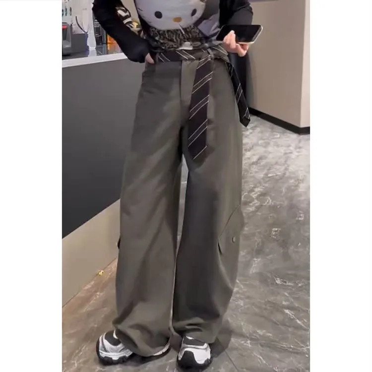艾塔莉秋季显瘦工装裤设计感高街风休闲裤工装风裤子拖地长裤女裤